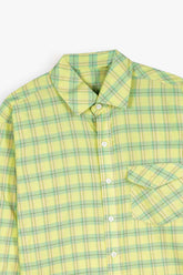 Kids Yellow-Green Plaid Cotton Casual Shirt